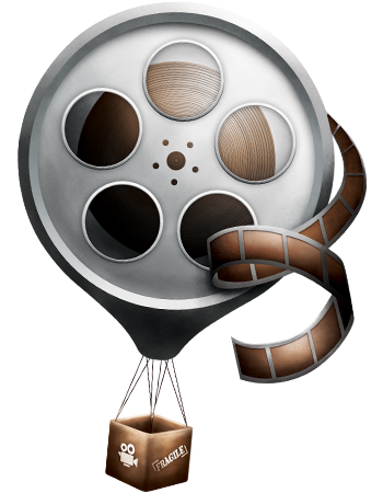 Hot air balloon with a film reel.
